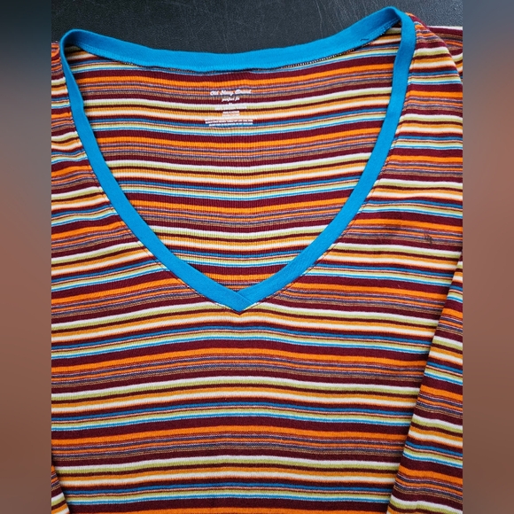 NWOT - Old Navy Cotton Striped 3/4 Sleeve V Neck Jersey - Size XL - Picture 6 of 10